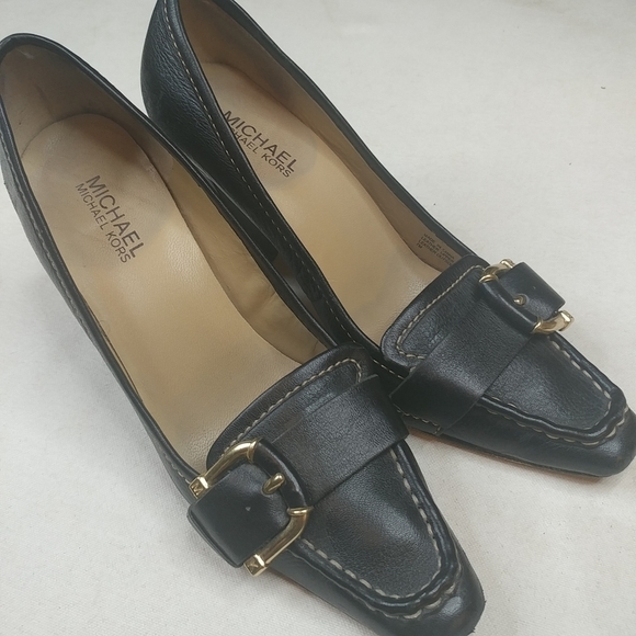 Michaels Kors Brown Leather 3.5" Heel Bold Stich B - Picture 1 of 8